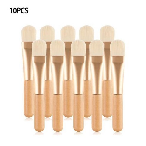 휴대용 페이셜 마스크 소프트 브러시 나무 손잡이 얼굴 스킨 케어 미용 화장품 도구 팬 모양 전문 메이크업 브러시 3 가지 색상, A 10PCS