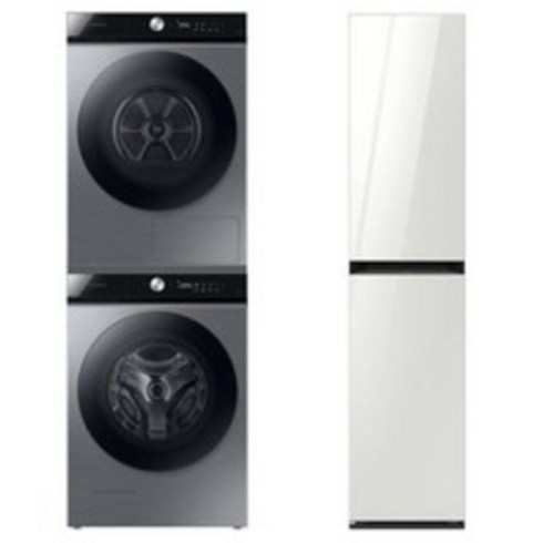 삼성전자 BESPOKE 의류케어패키지 그랑데 AI 세탁기 WF21B6400KP + 건조기 DV17B8720BP + 21kg + 17kg + 에어드레서 일반용량 DF18CB8600WR 방문설치, 이녹스(세탁기/ 건조기), 글램화이트(에어드레서), WF21DV17PLF18W