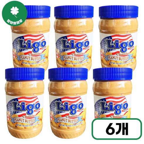 리고땅콩버터 - 리고 땅콩버터 천크, 462g, 6개