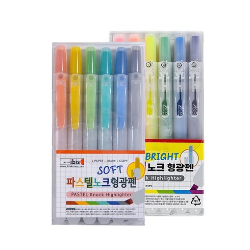 아이비스 파스텔 노크 형광펜 6색 x 2종 세트 SP01509-10, 혼합색상, 18세트