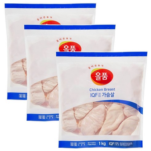 올품 IQF 통가슴살 1kg 3봉, 3개