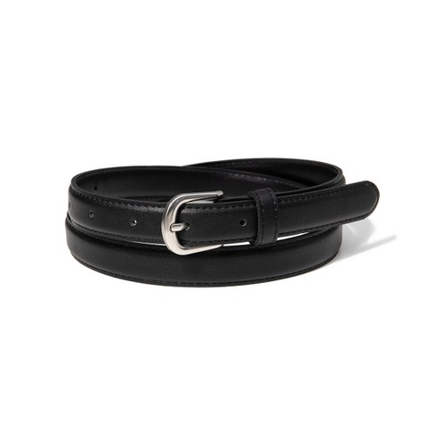 halden벨트 - HALDEN (W) simple silver fake leather belt (T018_black)