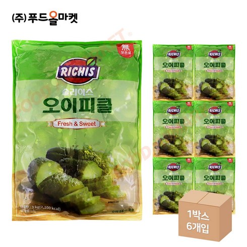 푸드올마켓_ 리치스 슬라이스 오이피클-파우치 3kg 한박스 (3kg x 6ea), 6개