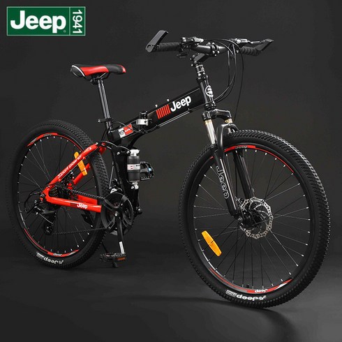 2023년 가성비 최고 올리바이크 - Jeep 지프 자전거 접이식 자전거 산악 자전거 24인치 26인치, 24인치 27단, 레드블랙