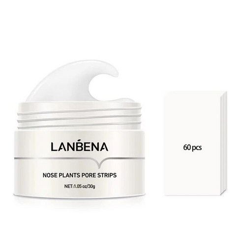 LANBENA 블랙헤드 리무버 코 클리닝 마스크 모공 스트립 제거 트리트먼트 딥 클렌징 블랙 마스크 뷰티 스킨 케어, 1개, 1.3g