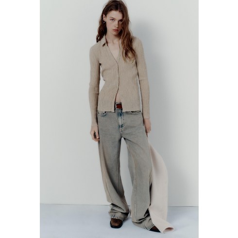 [국내배송] 자라 바디수트 바디슈트 텍스처 폴로 티셔츠 783197