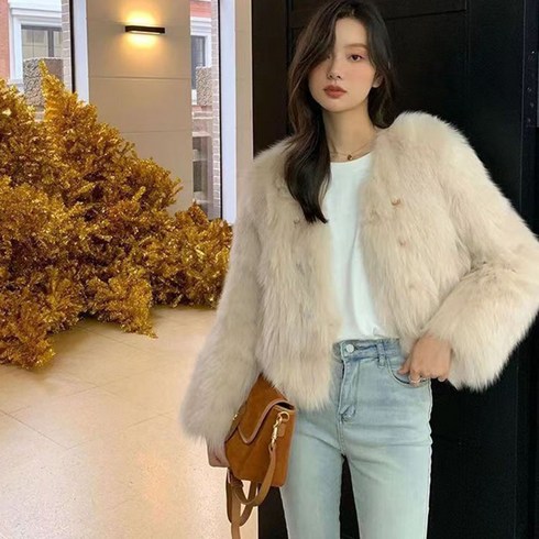 2023년 가성비 최고 명품코트 - FANSYLI 인조밍크 코트 인조퍼 코트 여성자켓 가을 겨울 숏 코트 L9S011