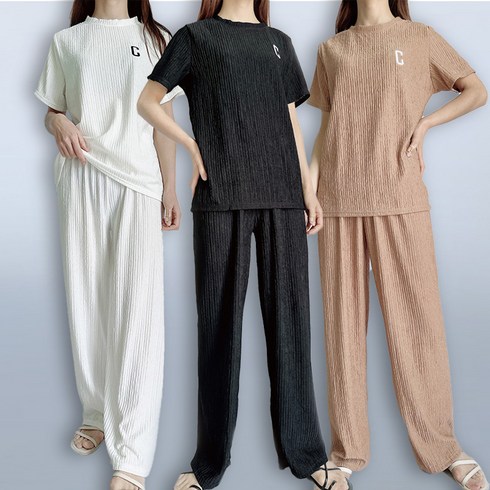 2023년 가성비 최고 냉장고바지세트 - 레터링 냉감 플리츠 상하세트