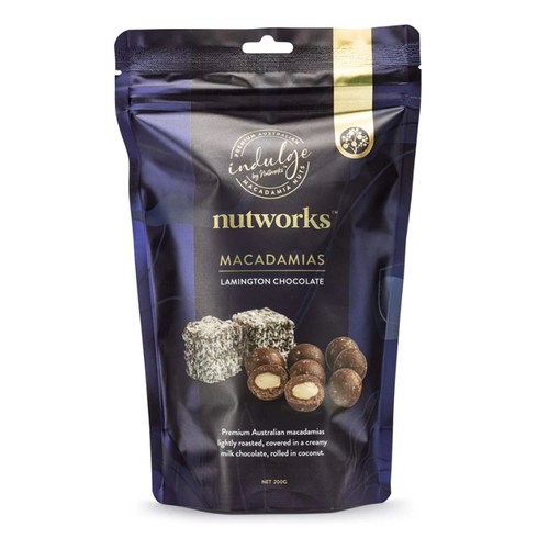 호주 Nutworks 넛워크 래밍턴 초콜릿 마카다미아 스낵 Lamington 200g 3팩, 3개