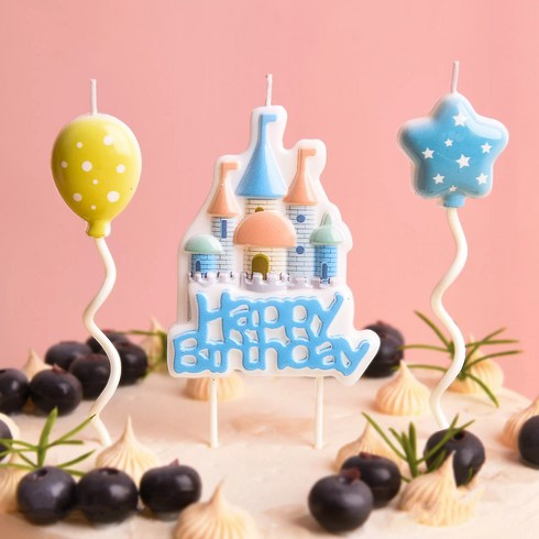 [코쿤] 캐슬 생일초 - 생일 초 파티용품 케이크데코, 블루, 1세트, 63g