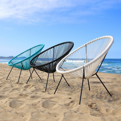 테라스소파 - 버드홈체어 라탄 야외 아카풀코 해변 테라스 안락의자, 화이트