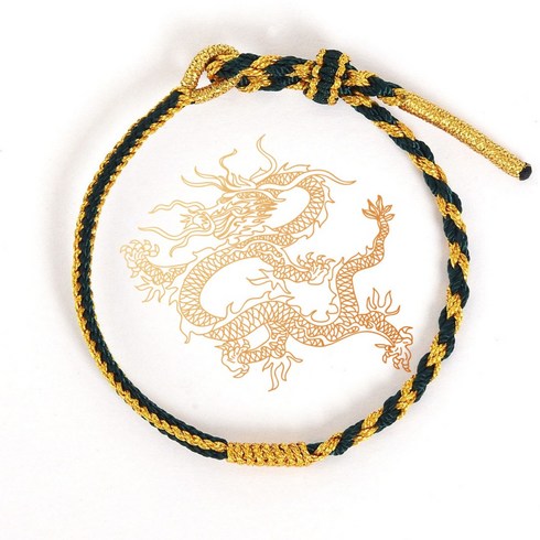 용의해 복을 부르는 팔찌 새해 팔찌 매듭 금색실 2종셋트 2024 용 소원 용띠 운명 청용 부 사주 신수 재물 부귀 영화