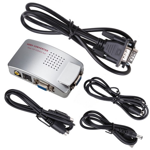 Universal NTSC PAL VGA to TV AV RCA 신호 어댑터 지원 S- 비디오 RGB NTSC/PAL 컴퓨터 신호 VGA ~ RCA 스위치 상자, 1.Black, 01 Black