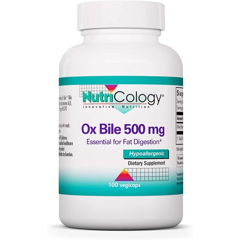 [미국 직구]NUTRICOLOGY OX BILE 500 MG 100 베지캡슐 HGP0524652, 1개, 100정