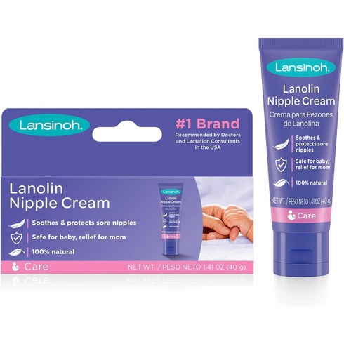 Lanolin 1 Count Lansinoh Lanolin Nipple Cream Safe for Baby and Mom Breastfeeding Essentials 1.41 Ounces, 1개