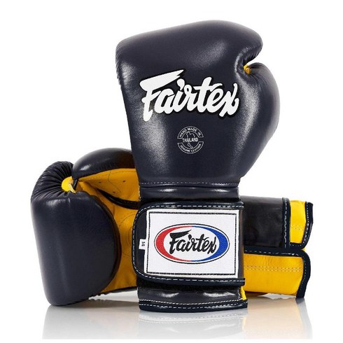 bgv9 - Fairtex 무에타이 복싱 글러브 BGV9 킥복싱 MMA 트레이닝 스파링 권투 복싱용품, 16 oz, Blue/Yellow/Blue Piping