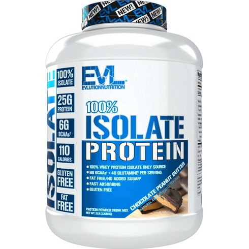 evl아이솔레이트 - Evlution Nutrition 웨이 프로틴 아이솔레이트 초콜릿 피넛 버터 맛, 1개, 2.268kg