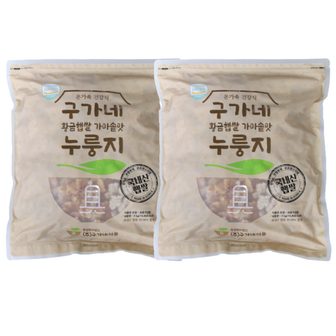 구가네식품 황금햅쌀 가마솥맛 누룽지, 3kg, 2개