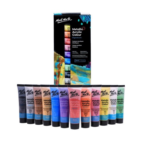 메탈릭 12색 몽마르트 아크릴 물감 세트 36ml