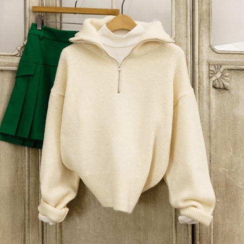 2023년 가성비 최고 골프맨투맨 - 하이넥 반집업 아노락 맨투맨 겨울가을 여성 골프니트