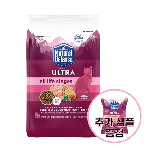 (유통기한확인) 내추럴발란스 캣 오리지날 울트라 닭&연어 2.4kg +추가 사료 증정, 1개