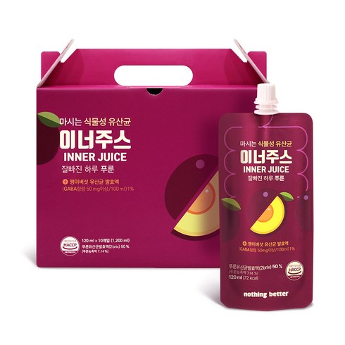 낫띵베럴 마시는 식물성 유산균 이너주스 푸룬 120ml x 10팩 (2/20부터 순차배송상품), 10개