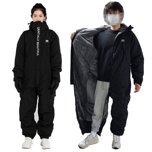 2023년 가성비 최고 스키복일체형 - [항공배송] 겨울 오토바이 방한복 스즈끼 우주복 일체형 작업복 방수 방풍 방한용품 라이더 배달 낚시복 스키복 작업복 5종 배달대행방한복, 4XL, 프리미엄기모 블랙