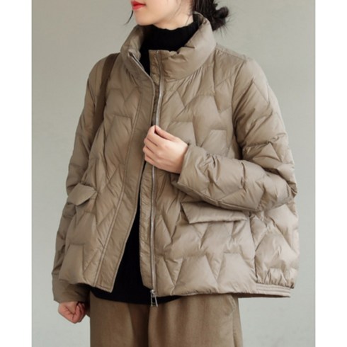 세련된 구름 폭신 데일리 덕다운 오리털 퀼팅 짜임 숏 패딩 력셔리 경량
