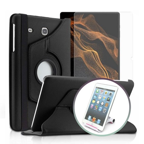 갤럭시탭S2 9.7 회전 케이스+강화유리+스피드 거치대, 거치대 색상랜덤