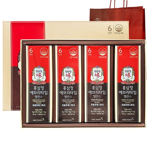 정관장 홍삼정 에브리타임 밸런스 면역력 6년근 홍삼 쇼핑백 포함, 200ml, 1박스
