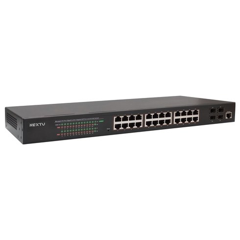 이지넷유비쿼터스 NEXT-POE5444L2-SFP POE+ 기가 24포트 370W L2관리형 스위치허브
