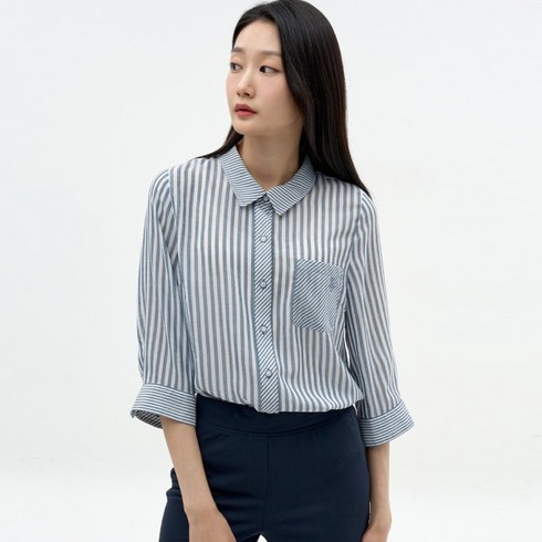 지센 스트라이프 배색 셔츠 LCWSN527 TB