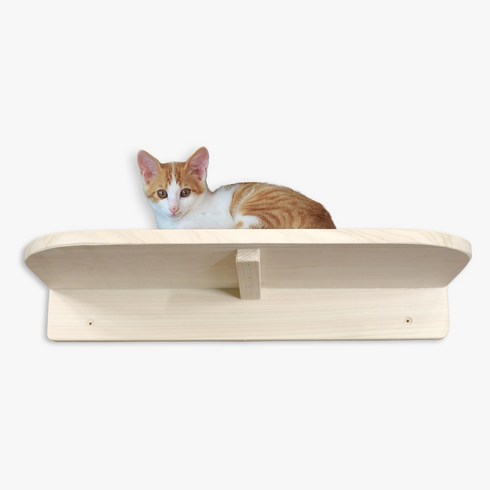 고양이 벽선반 - 유림편백 편백나무 원목 고양이 벽 선반 캣타워, 일자형, 1개