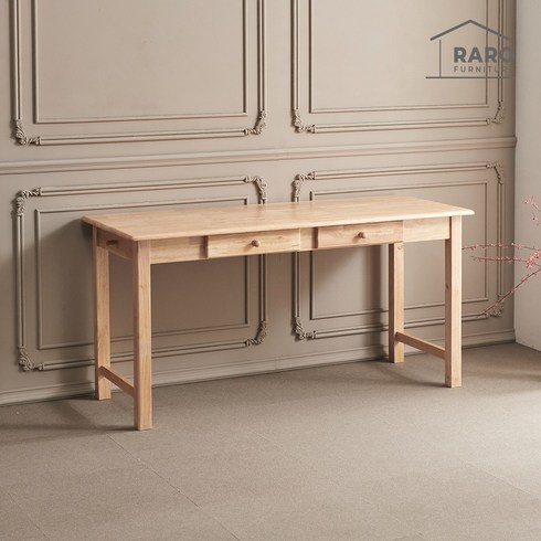 라로퍼니처 몬타 고무나무 원목 컴퓨터 책상 1200 1500 1800 2인 3인 학생 서재 데스크, 내추럴