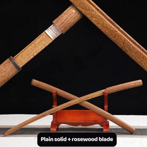 셀리몽 303726 도검 훈련용 칼집이 있는 두꺼운 나무 사무라이 검 대나무 일본 우치가타나, J