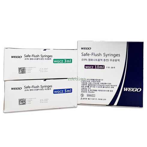 위고 세이프플러쉬 포시플러시 식염수주사기 3ml 5ml 10ml Safe-Flush Syringes, 3ml[30개입], 1개