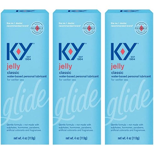 K-Y Jelly Lube Personal Lubricant Water-Based Formula Safe to Use with Latex Condoms For Men Women and Couples 4 FL OZ (Pack of 3), 3개