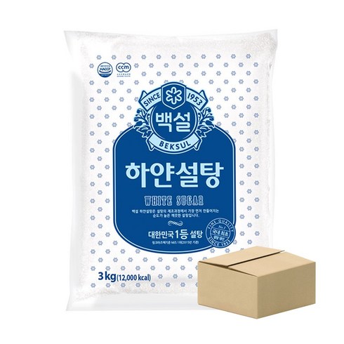 CJ제일제당 백설 하얀설탕 3kg 6개1박스, 6개