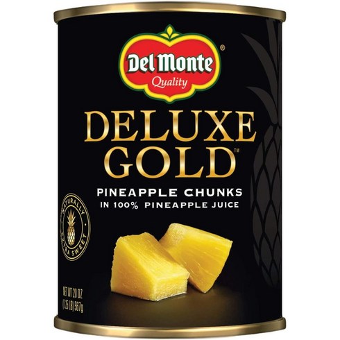 파인아트라벨 - Del Monte 100% Pineapple Juice 델몬트 디럭스 골드 파인애플 청크 20oz 567g 4팩, 4개