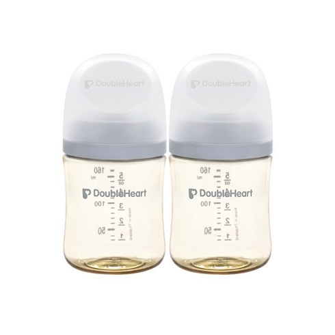 더블하트 PPSU 젖병 트윈팩(2입) 베이직 모먼트 디어프렌즈, 1개, 160ml, 새벽그레이