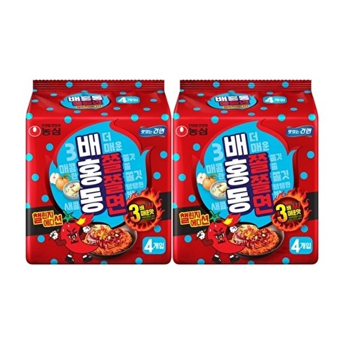 농심 배홍동 쫄쫄면 4입 x 2개/총 8봉