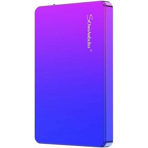 외장하드 저장 USB Somnambulist 1TB 휴대용 외장 하드 드라이브 3.0 Ultra Slim HDD 스토리지 PC 데스크탑 노트북 Xbox One PS4 （Bl, Blue Purple Gradient-1TB