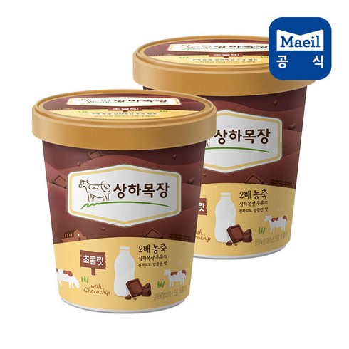 상하목장 유기농 아이스크림 초코 파인트 475ML 2개