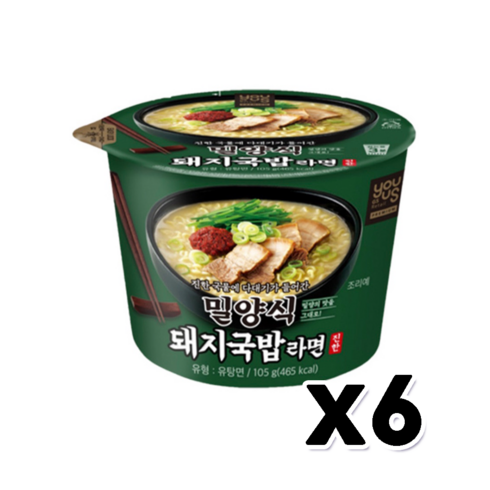 밀양식 돼지국밥라면 컵라면 105g x 6개, 단품