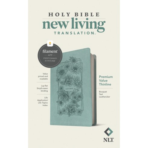 NLT Premium Value Thinline Bible Filament Enabled Edition (Leatherlike Bouquet Teal) Imitation Leather, Tyndale House Publishers, English, 9781496458070
