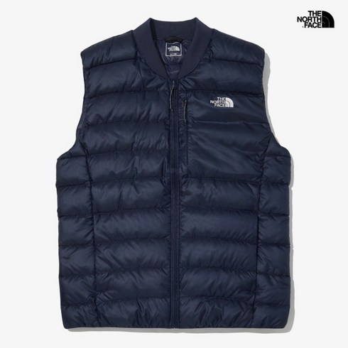 노스페이스 패딩조끼 덕다운 경량패딩 야구넥 베스트 네이비