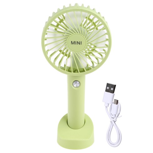 베이스 USB 충전식 3단 바람 휴대용 선풍기 1200mAh 바람 소리 없는 가정용 실내 사무실용 여름 개인 선풍기, 그린잔디그린