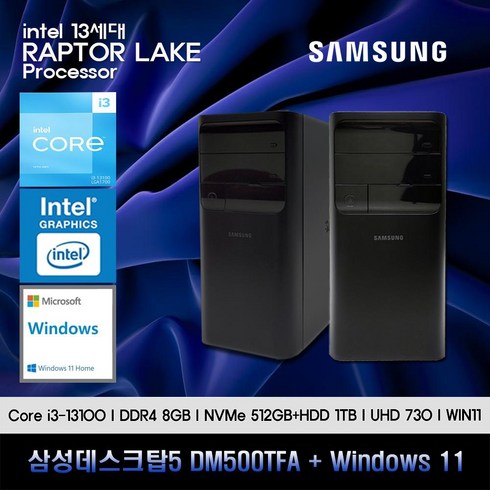 dm500tfa-a38a - 삼성데스크탑5 13세대 i3 컴퓨터 DM500TFA-A38A+WIN11(i3-13100/8GB/SSD512GB+HDD1TB/UHD730/WIN11), 8GB