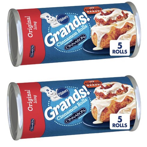 2개세트 필스버리 시나몬 롤 반죽 생지 오리지널 아이싱 포함 5개입 Pillsbury Cinnamon Rolls, 2개