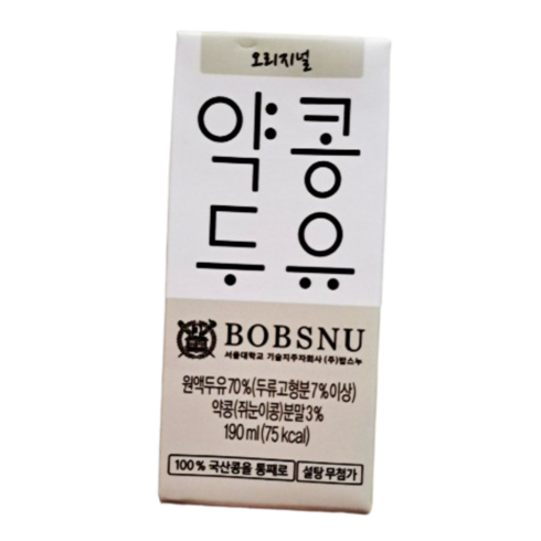 하루약콩 두유 - 밥스누 오리지널 약콩두유 190ml 24개
